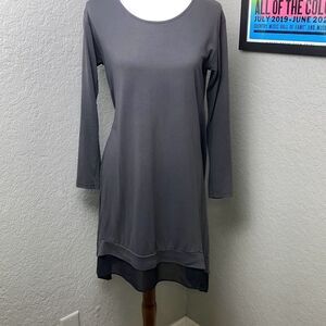 All Saints gray w/black sheer hem a sym midi dress jersey Sz M
